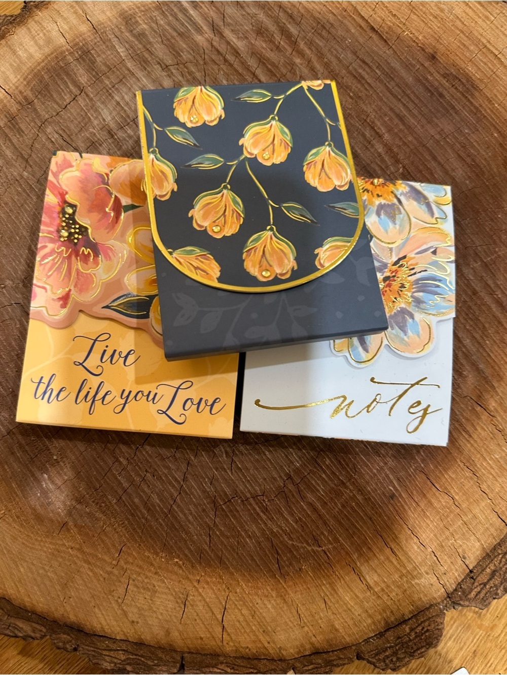 Punch Studio Floral Pocket Notepads in Yellow, Gray, White